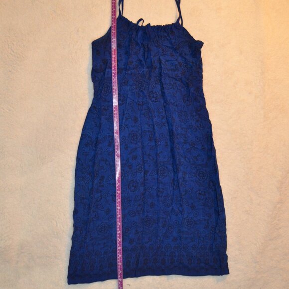 xhiliration y2k blue peasant sheath dress w black floral print szM - Picture 9 of 14